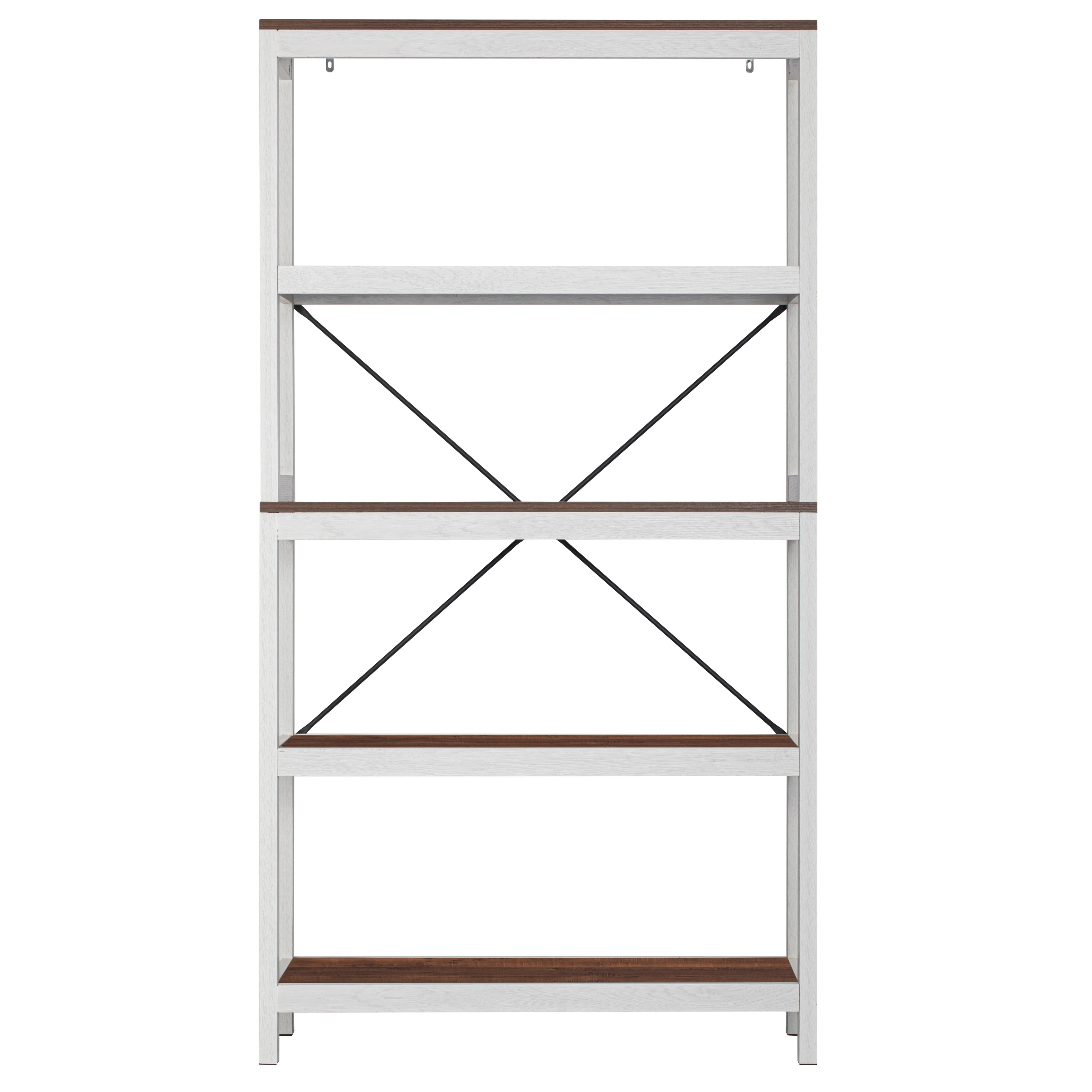 Spirich 5-Tier Bookshelf, Modern Bookcase with Wood Frame, Multipurpose Standing Shelving Unit, White