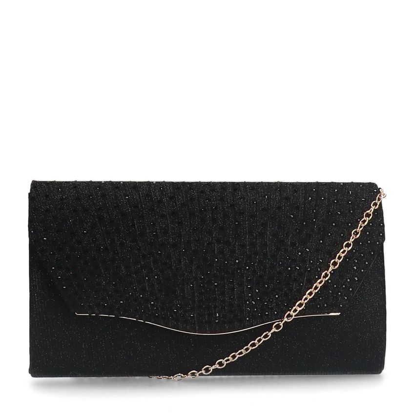 Manfield Zwarte glitter clutch