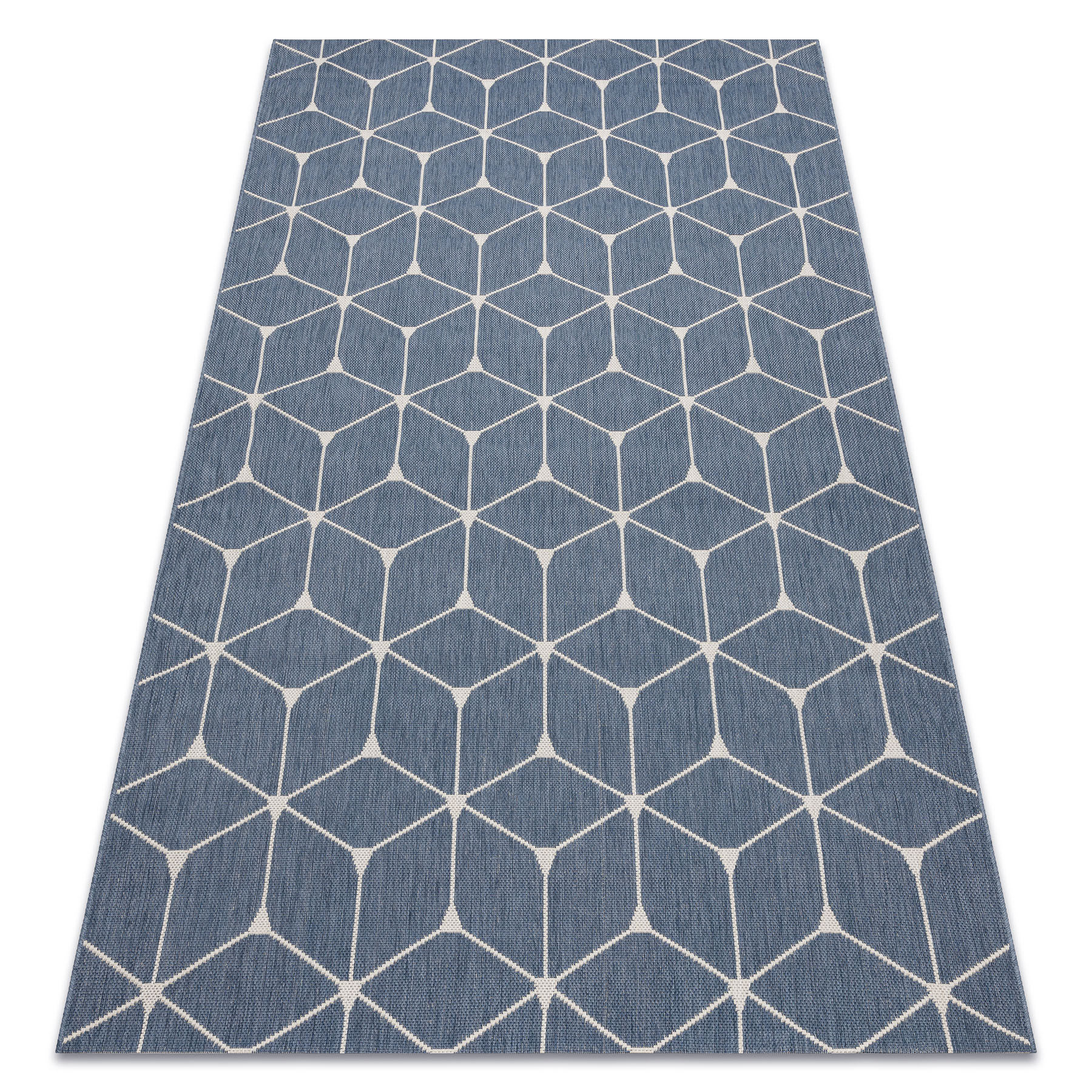 Dywan SZNURKOWY SIZAL FLAT 48721/591 KOSTKI 3D niebieski 80x150 cm