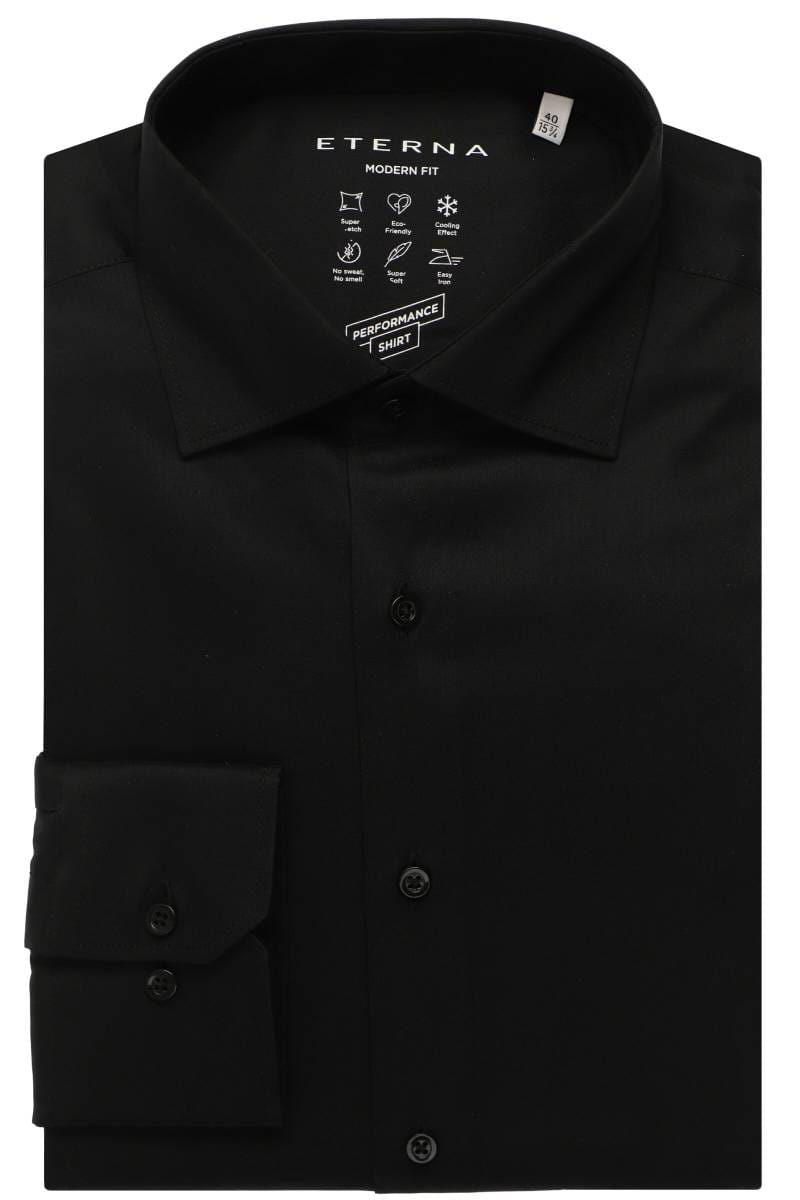 ETERNA Performance Modern Fit Tencel Hemd schwarz, Einfarbig