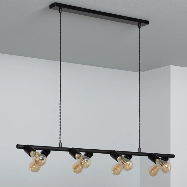 Lampa wisząca czarna Retro 8xE27x40W wym: 114x108x19 cm Abruzzo