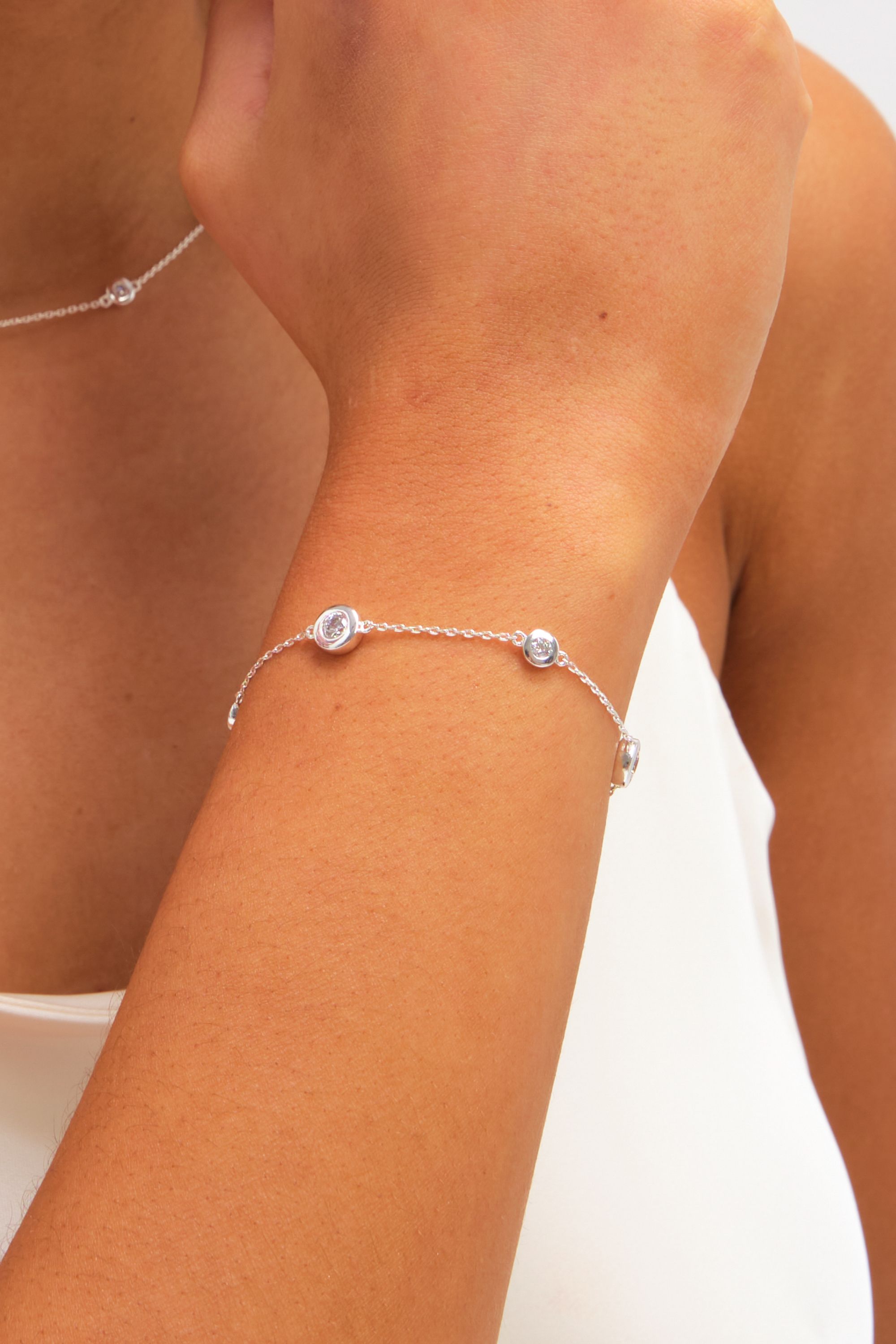 Jon Richard Silver Plated Cubic Zirconia Bezel Bracelet