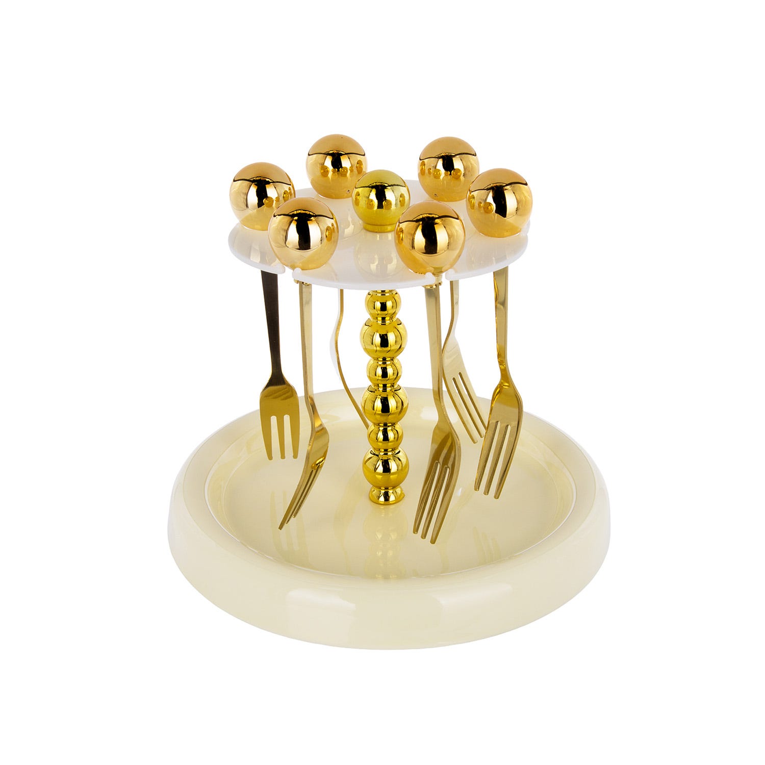Set 6 forchettine dorate con stand Spiky Party