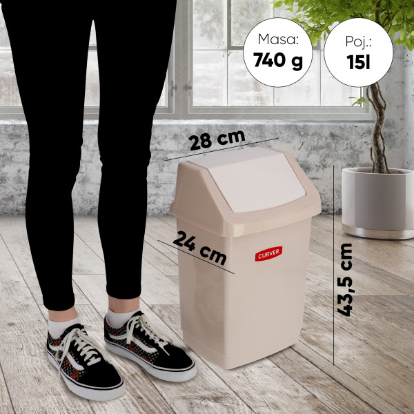 Curver Kosz Na Śmieci Uchylny 15 L Beżowy