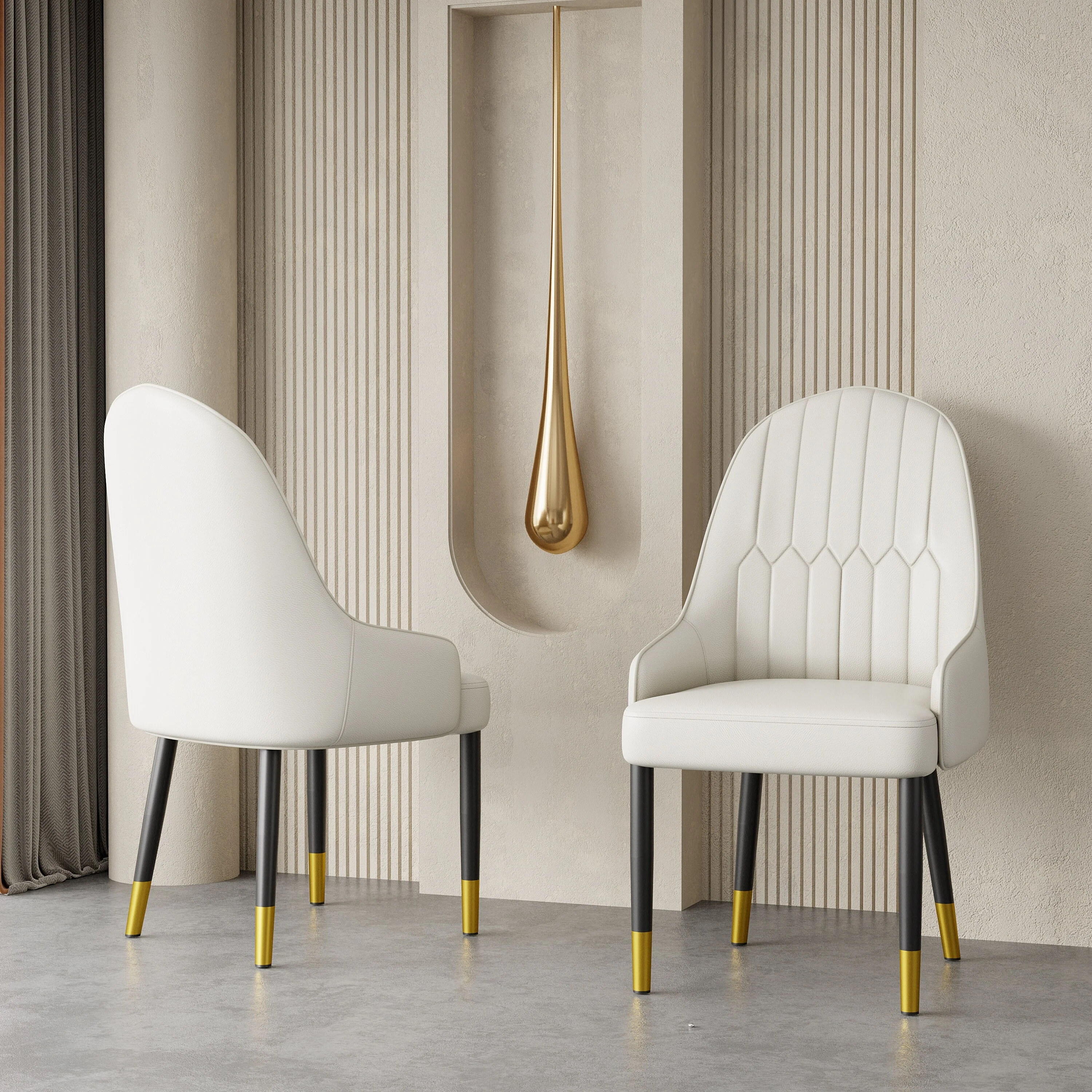 Set of 2 Modern Leather Dining Chair