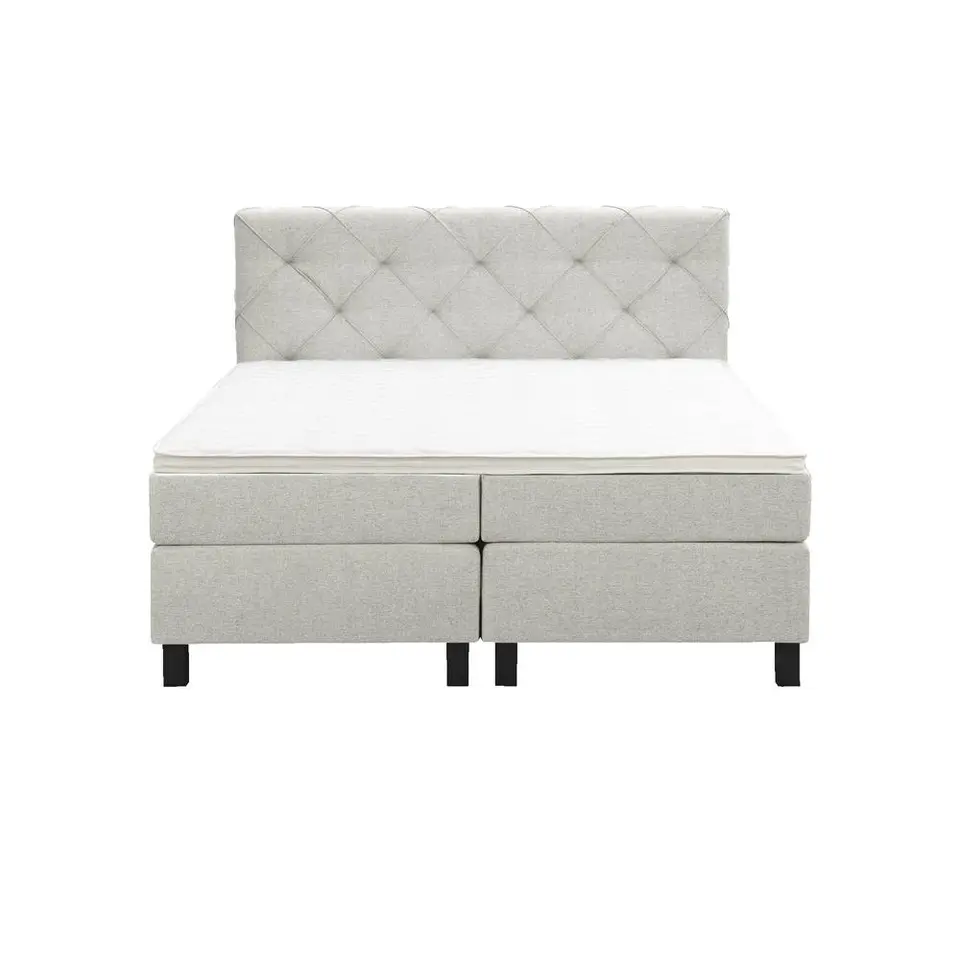 Boxspring Liv geruit - ecru - 180x200 cm - vierkante poot