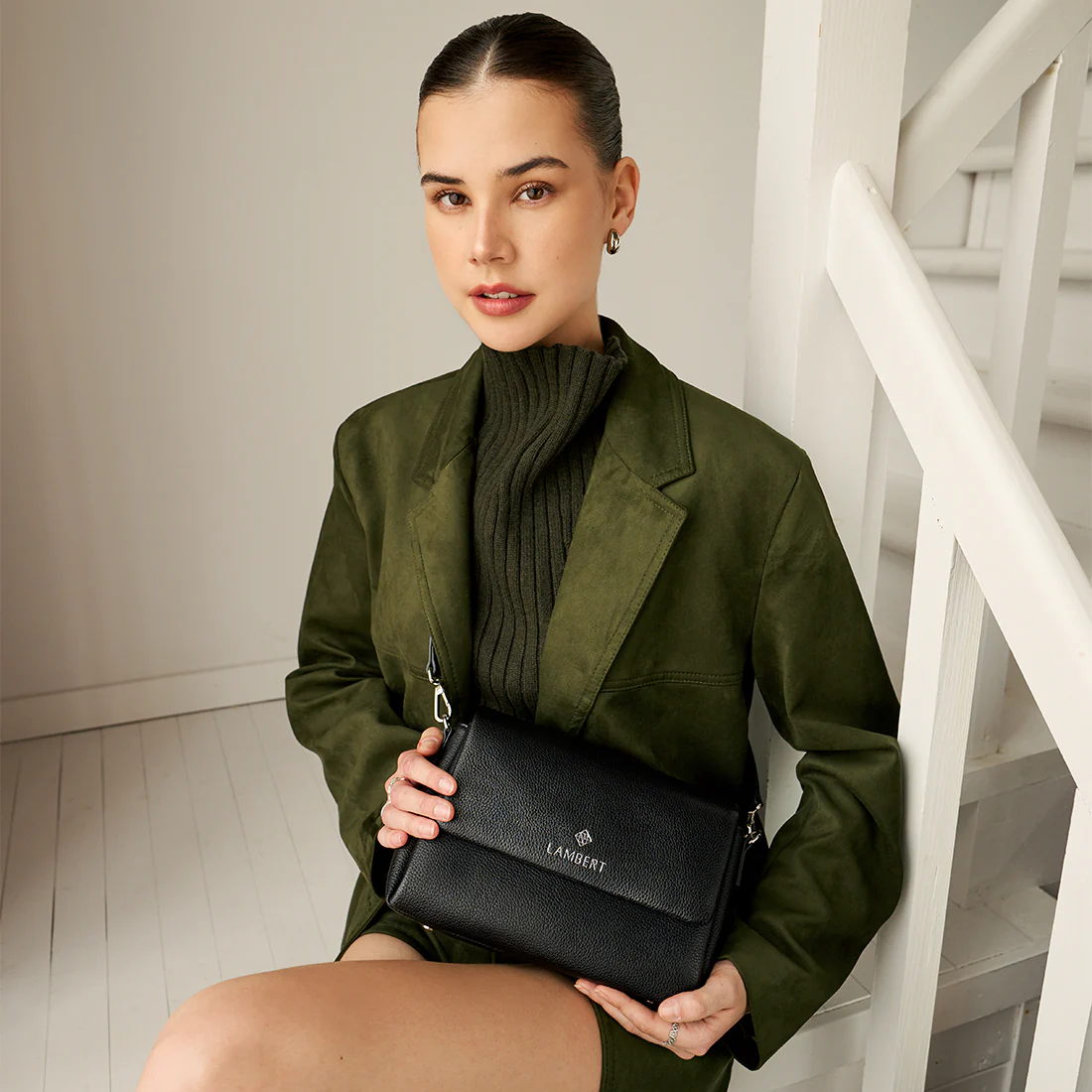 The Judy - Black Vegan Leather Crossbody Handbag