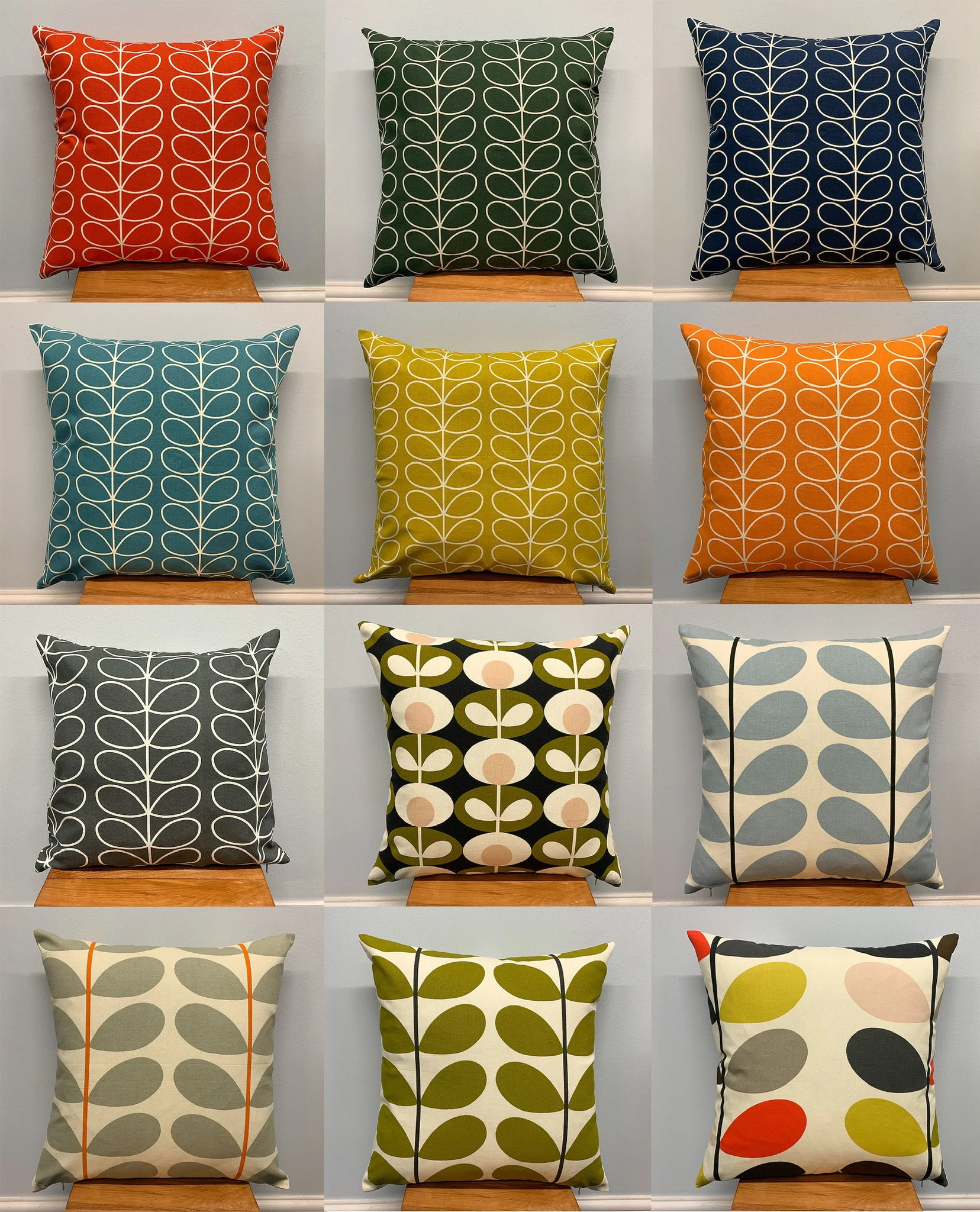 Cotton Linen Scandinavian Style Linear Stem Cushion Covers , 20 Pattern