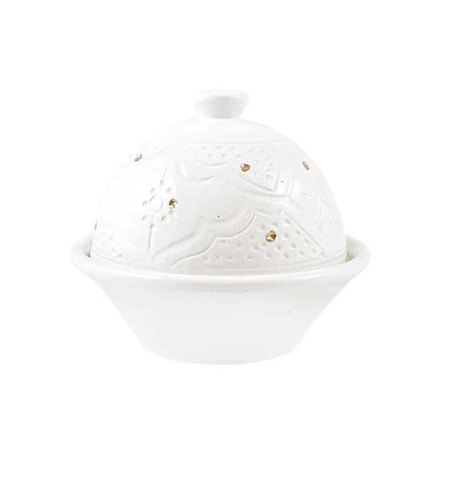 Chabi Chic Botervloot - Empreinte -wit/goud - keramiek - Ø 9 cm x H 10 cm
