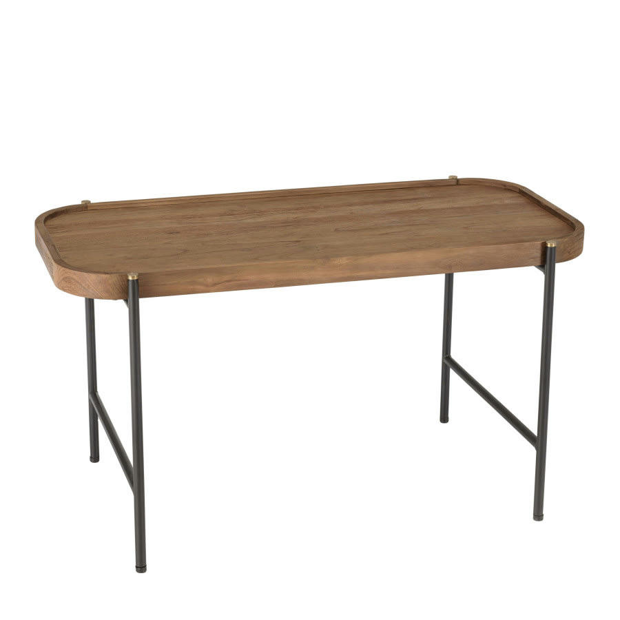 ALIDA - Table basse ovale plateau en bois de teck recyclé L85