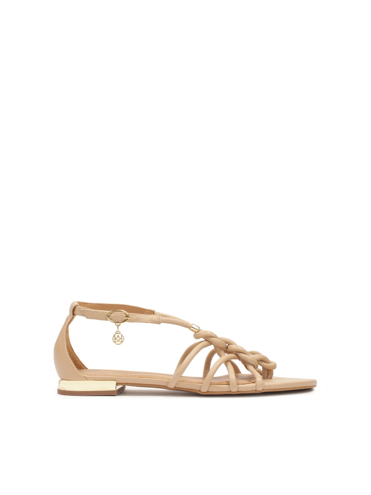 Beige flat flip flop sandals