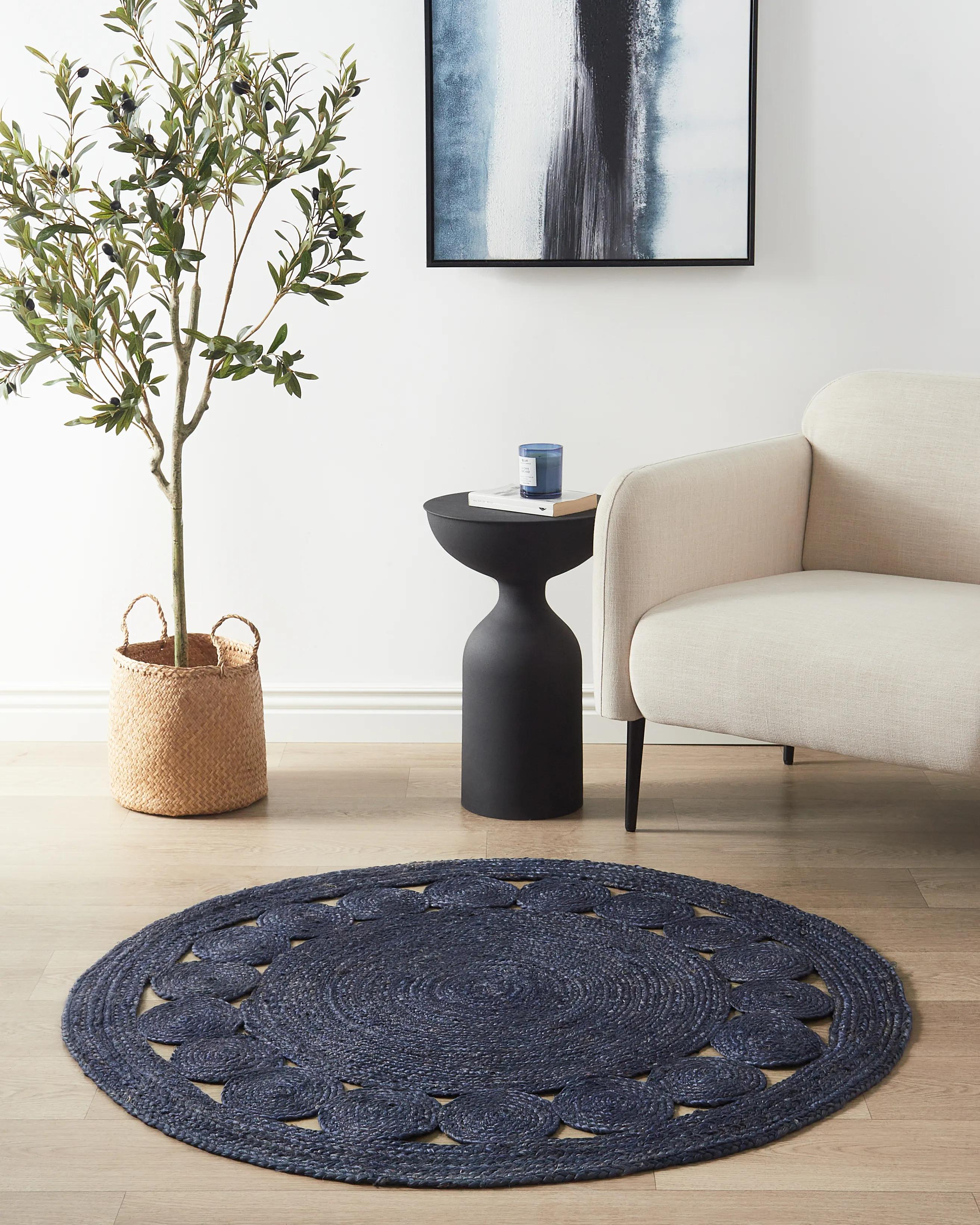 Rug KOYUNLU Dark Blue ? 120 cm Jute