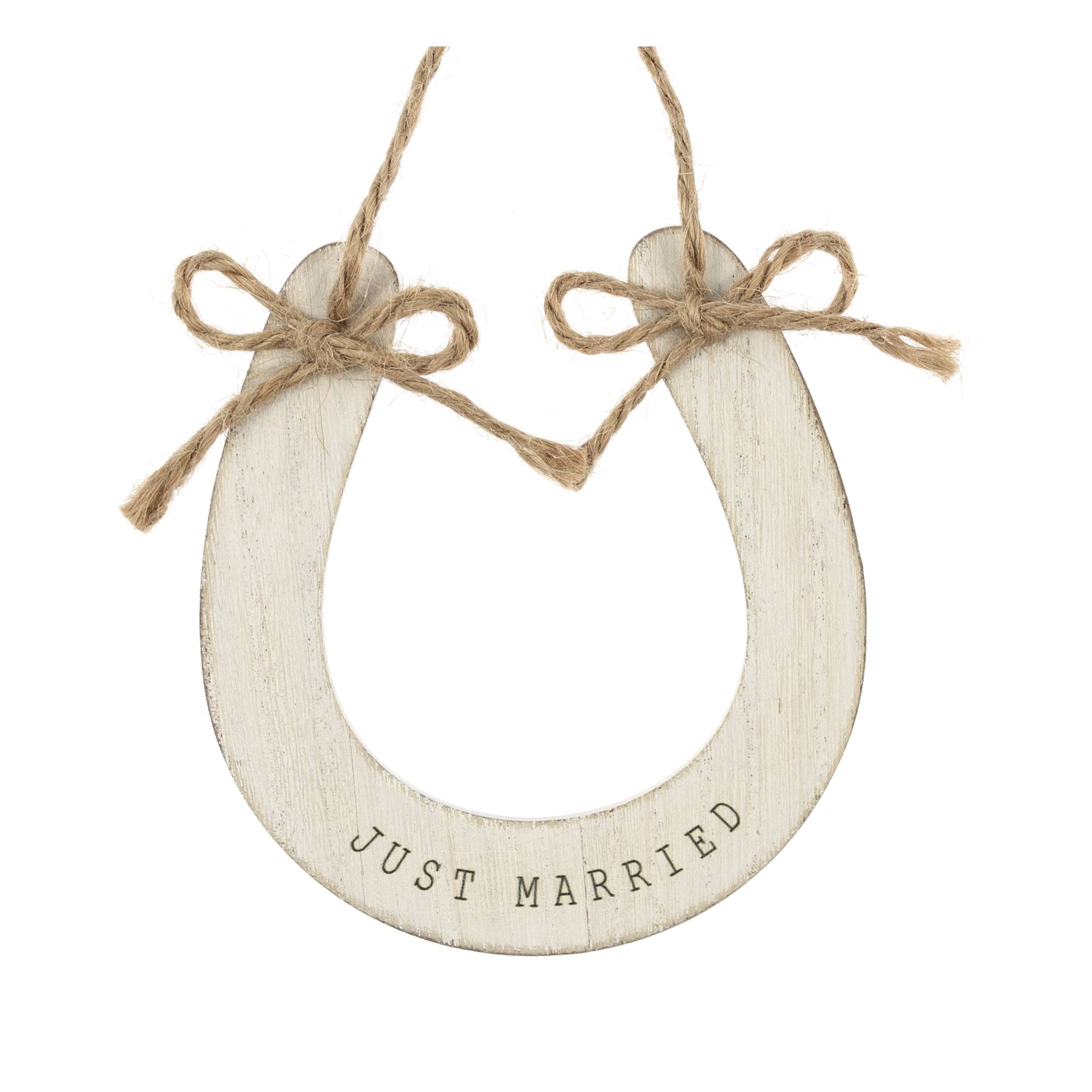 Just Married Wooden Horseshoe 12cm