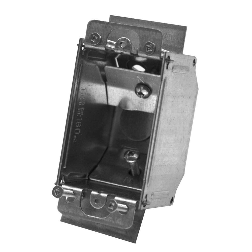 Hubbell EZ101BAR Rework Gangable Device Box with Flush Ears, Knockout, 2.5-in Deep, 12.5 Cubic Inches