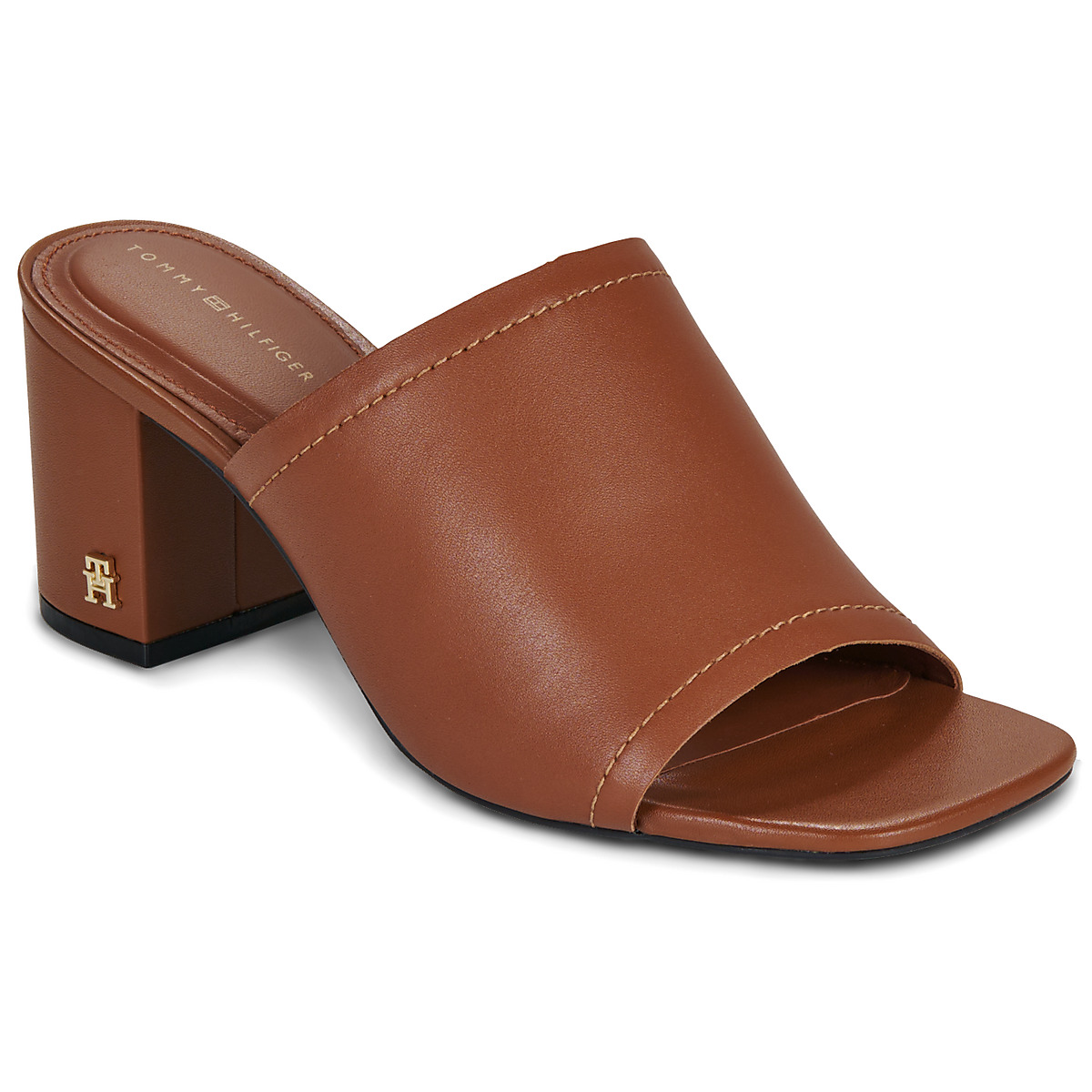 Tommy Hilfiger - TH BLOCK HEEL MULE LTH - Brown