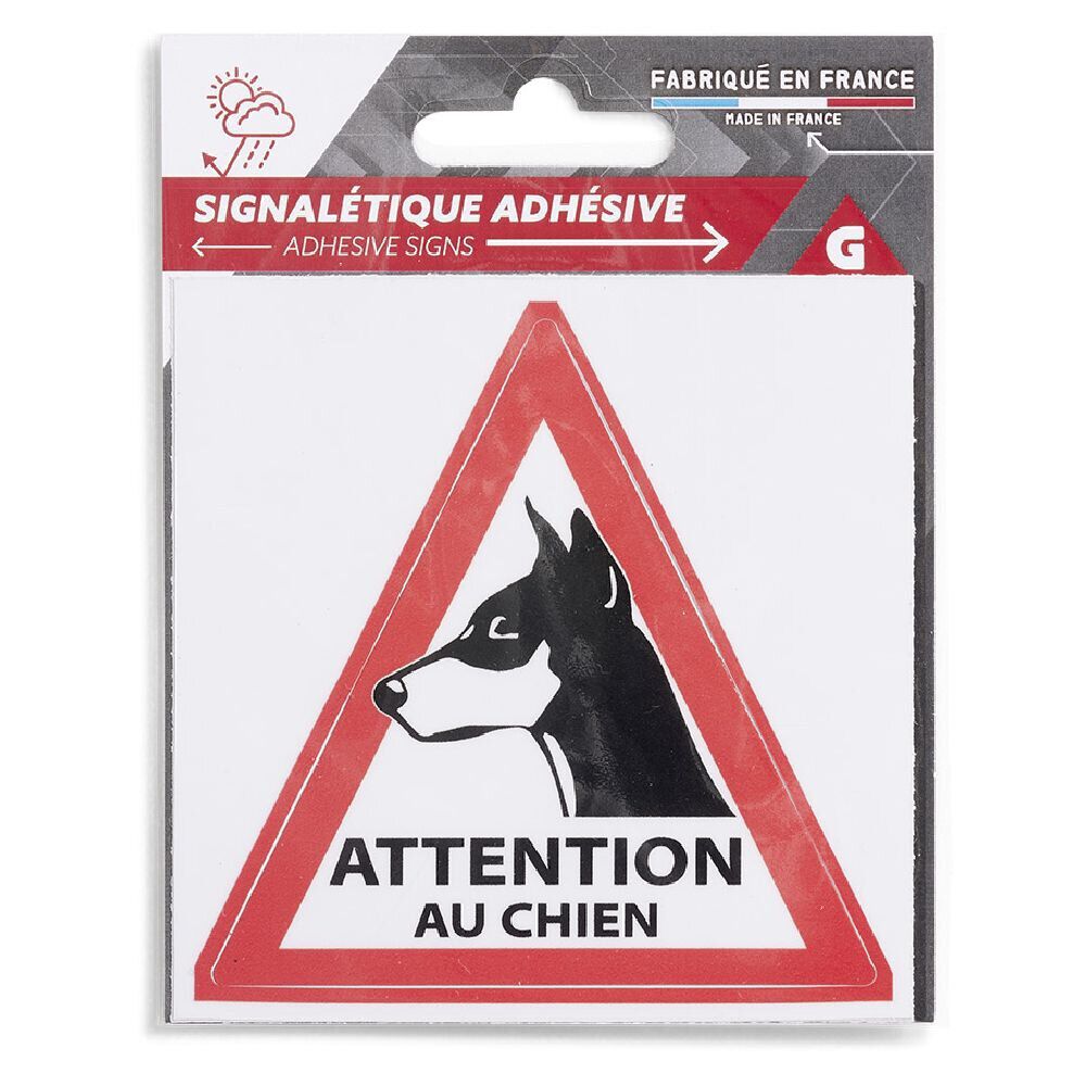 Signalétique adhésive "Attention au chien" - 8x8 cm