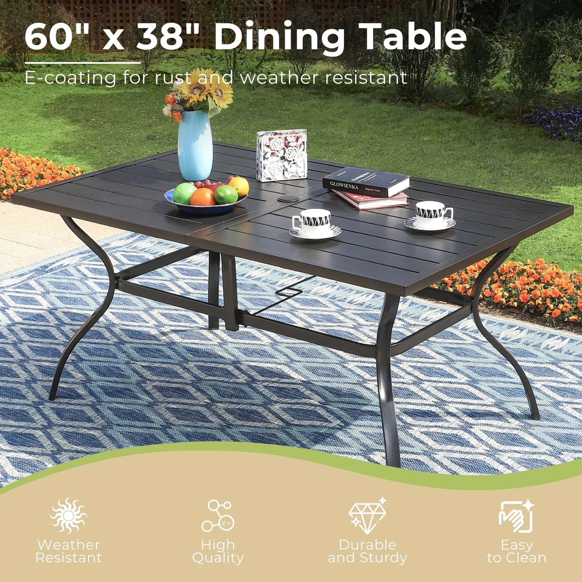 7-Piece Oversized Outdoor Dining Set with 6 Padded Chairs & 60 Rectangular Table