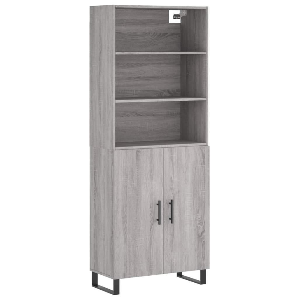 Szafka Witrynka Szara Dąb Sonoma z Drzwiami 69.5x34x180 cm do Salonu