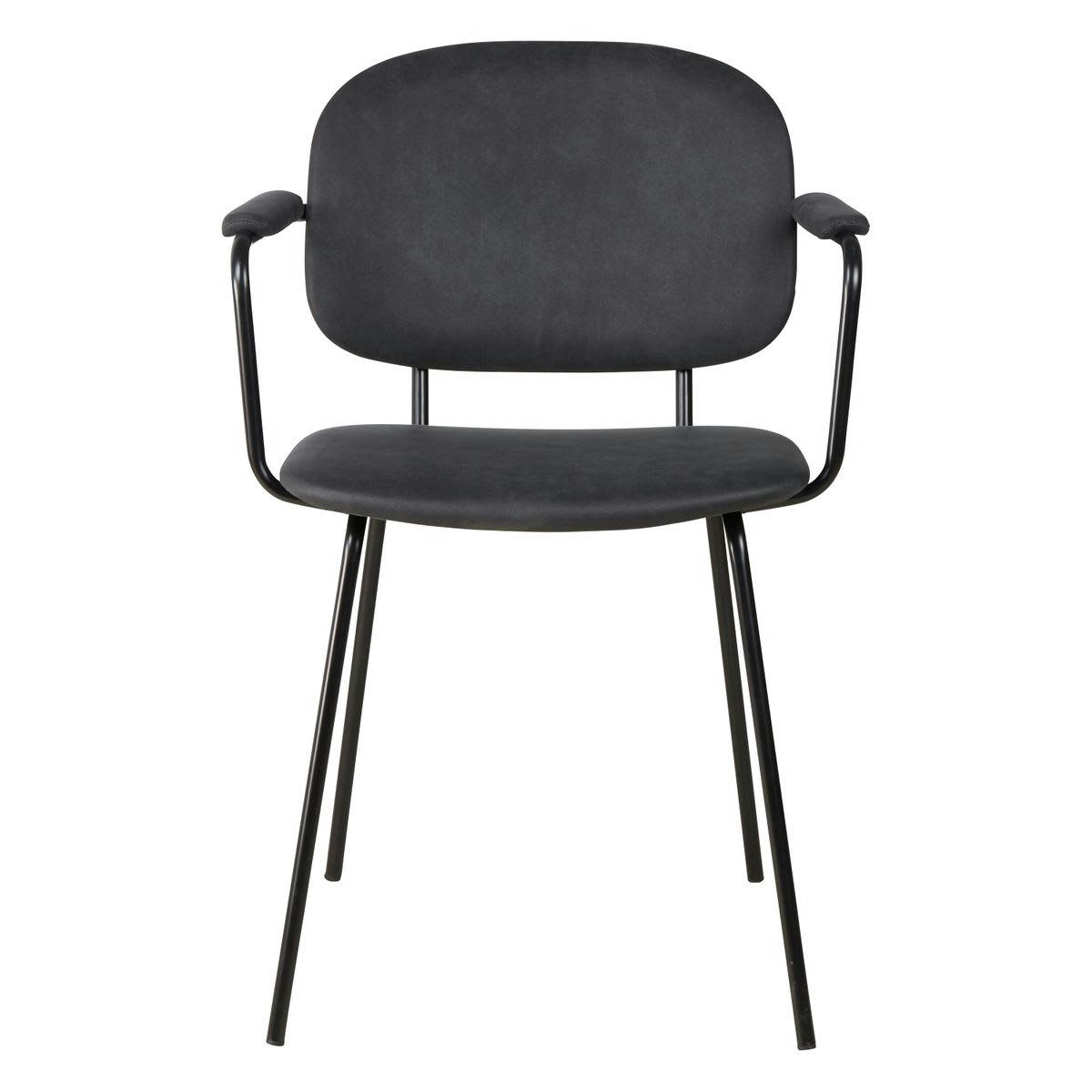 ASTON - Fauteuil tissu effet daim noir