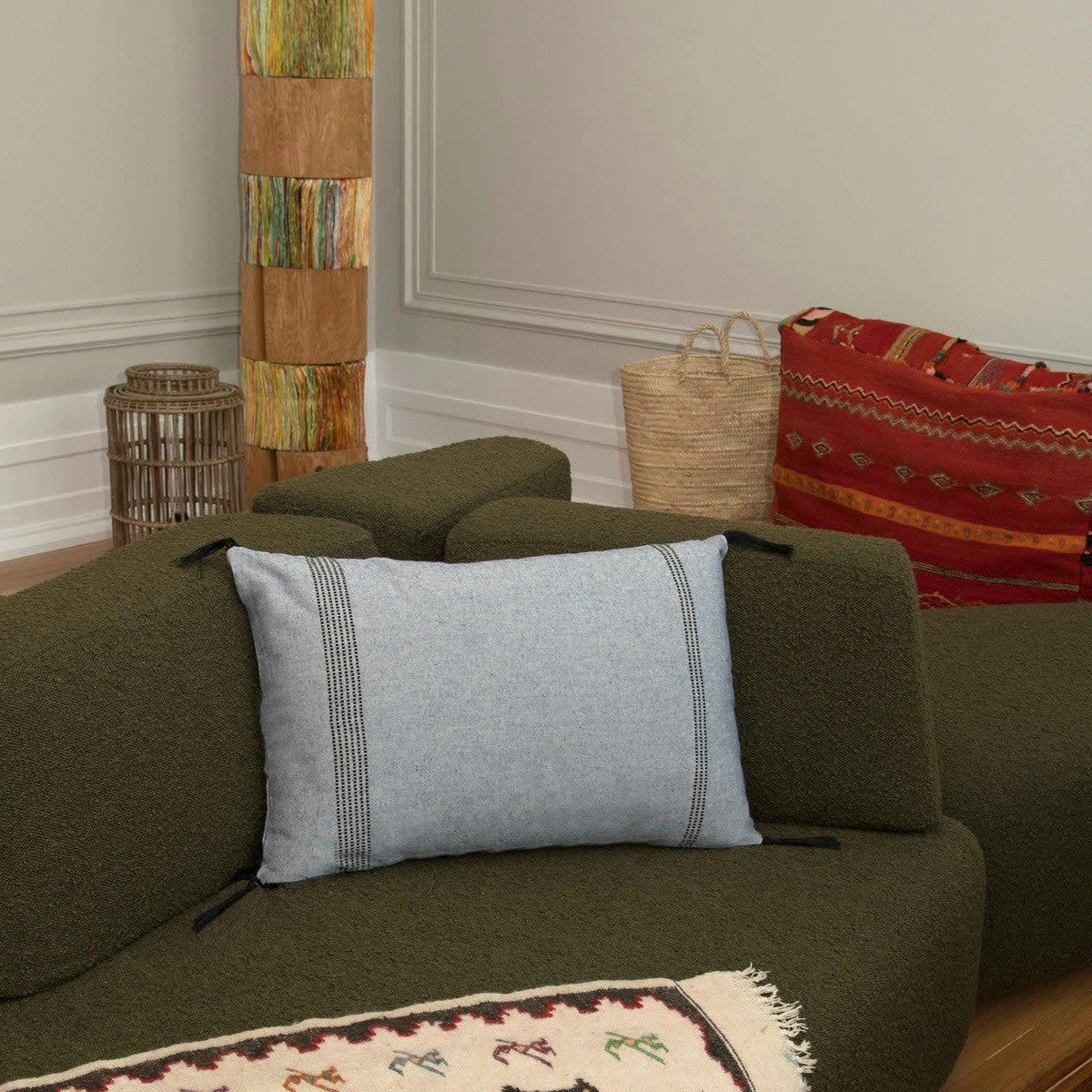 HANA - Housse de coussin coton  60x40 denim