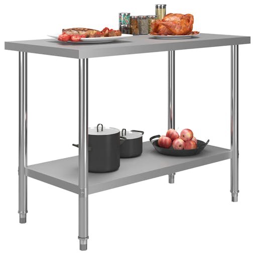 NNEVL Kitchen Work Table 120x60x85 cm Stainless Steel