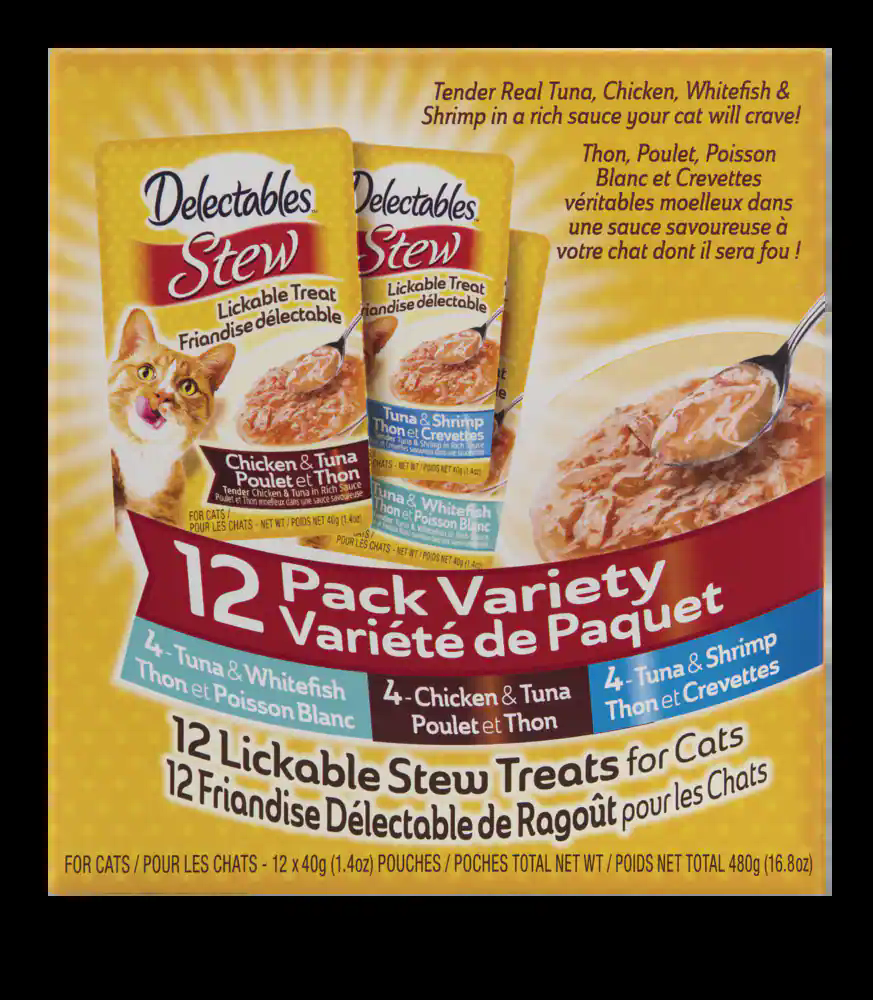 Hartz Delectables Stew Lickable Variety Pack Wet Cat Treat Pouches, 12 x 40-g