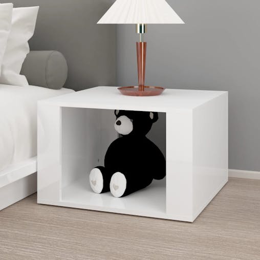NNEVL Bedside Table High Gloss White 57x55x36 cm Engineered Wood