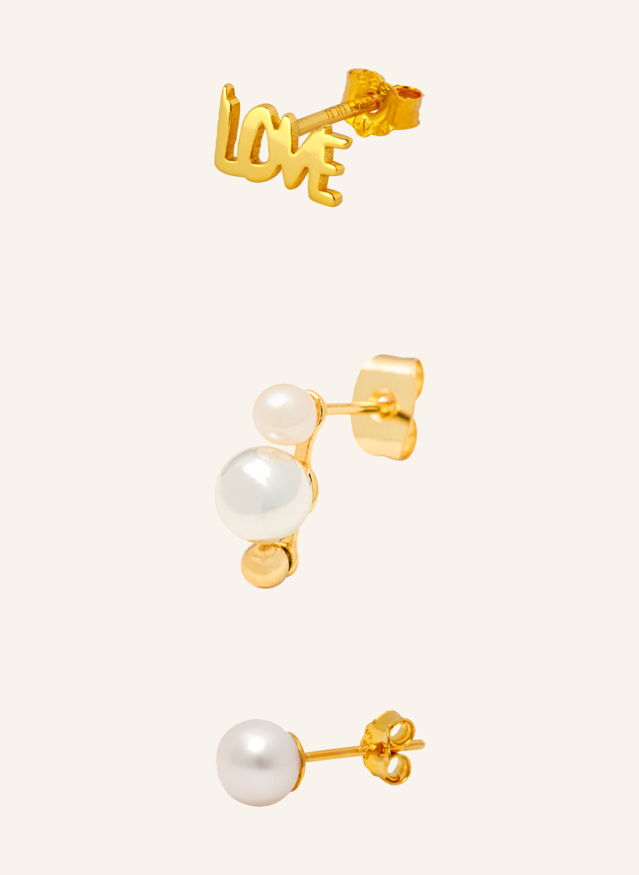 LULU Copenhagen 3er-Set Ohrstecker LOVE