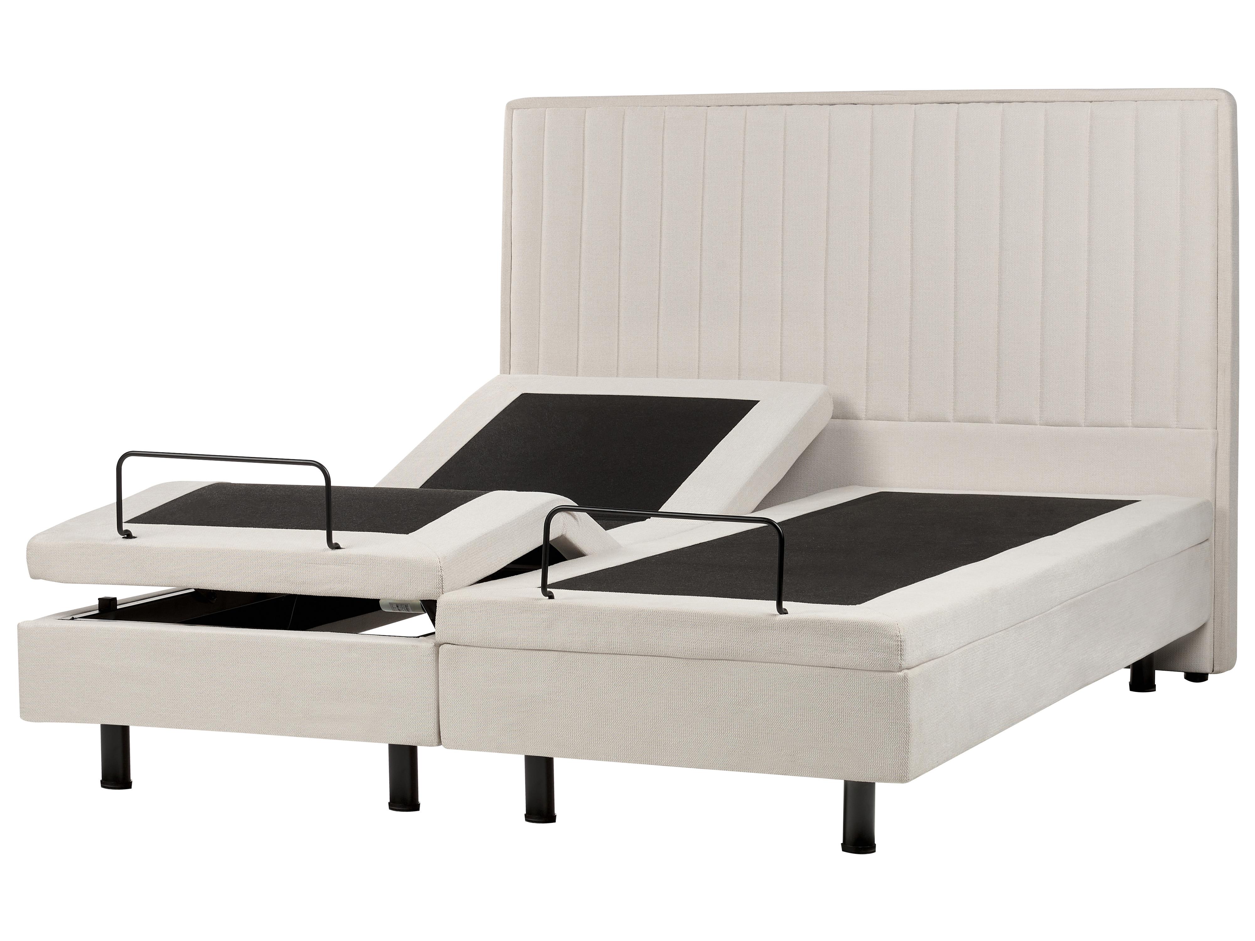 Adjustable Bed Fabric CASTELLAN 160 x 200 cm (EU King Size) Light Beige