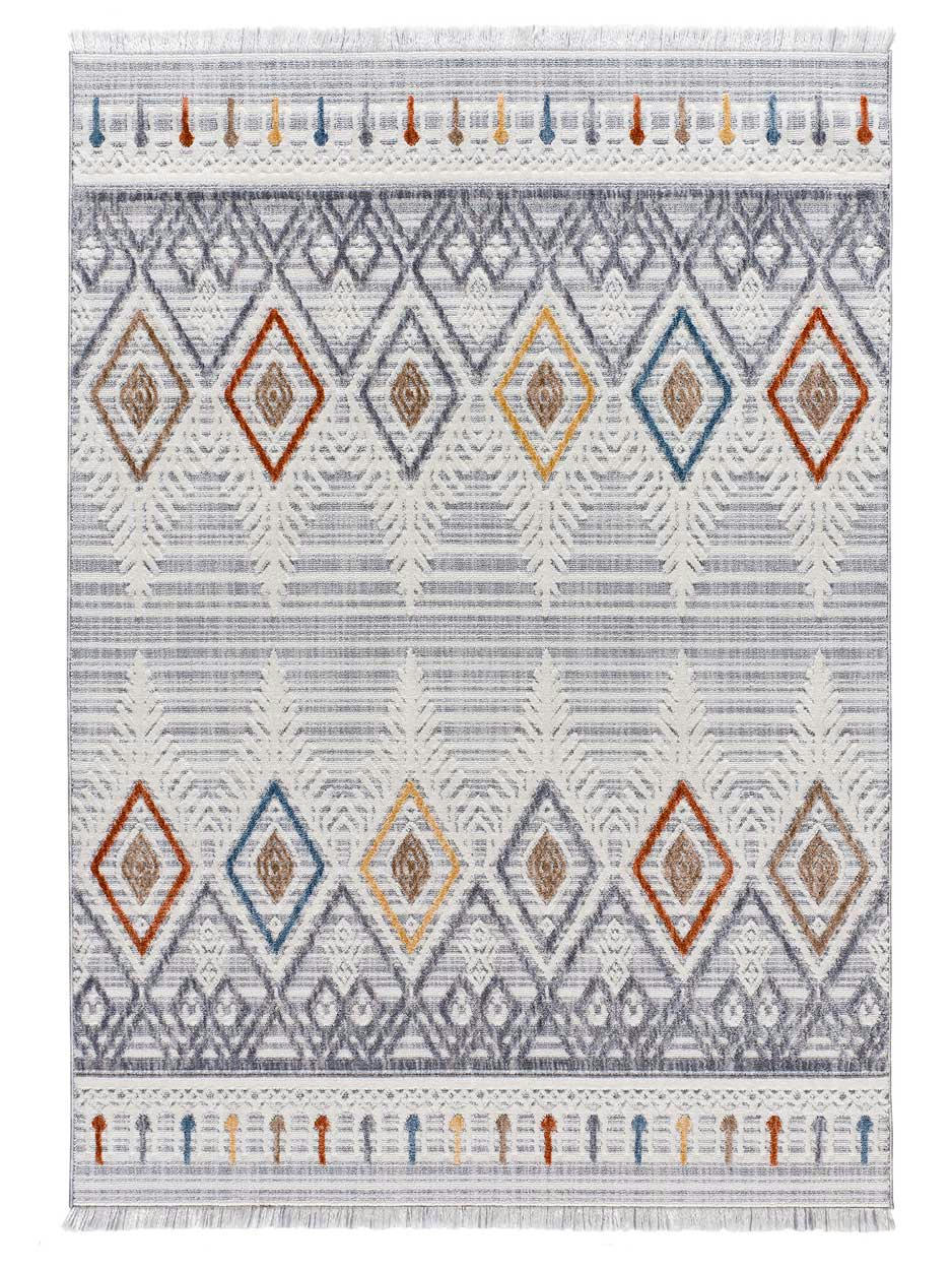 BROADWAY - Tapis ethnique avec relief et franges, multicolore, 136X200 cm