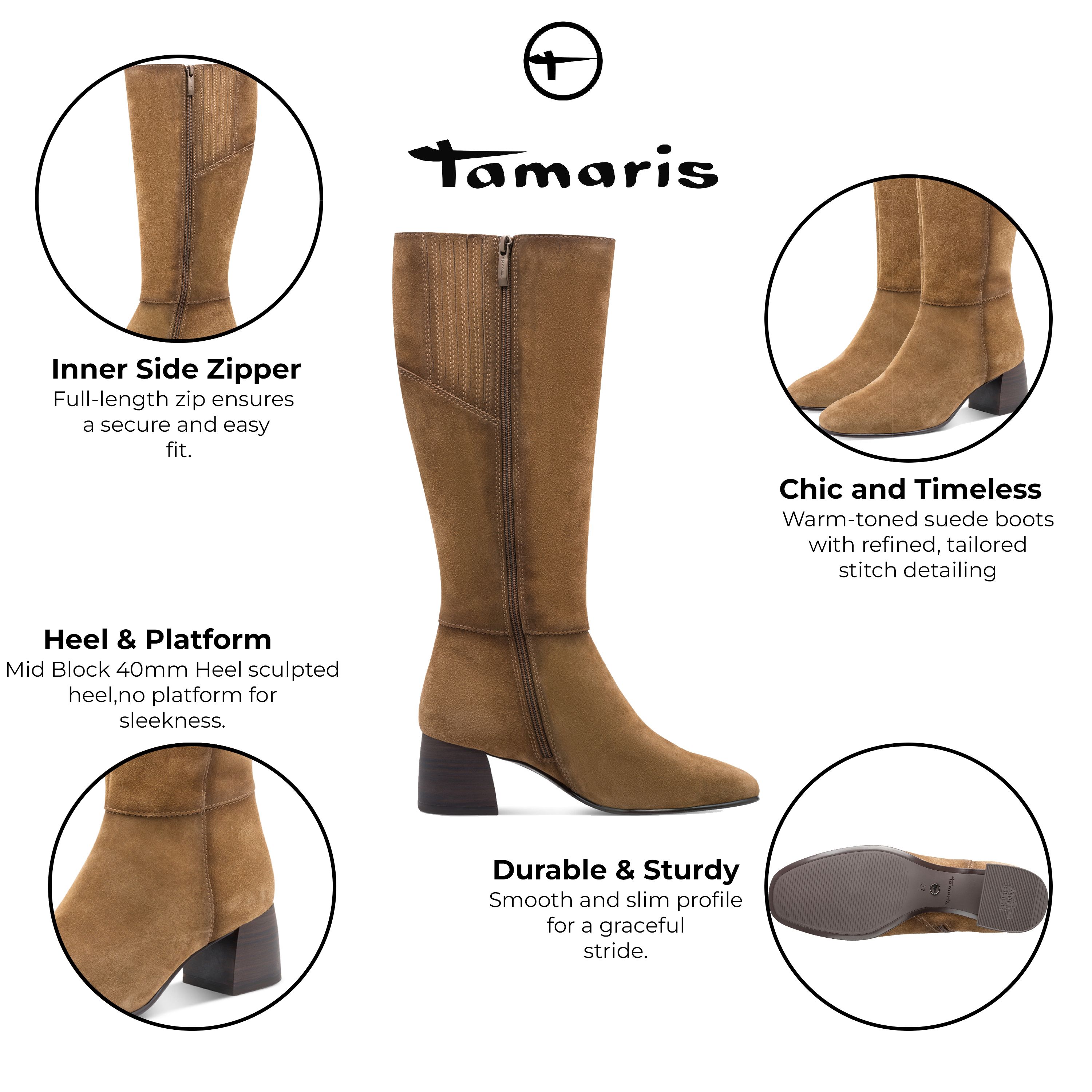Infinity Leather Tamaris Leather Knee High Heel Riding Boots