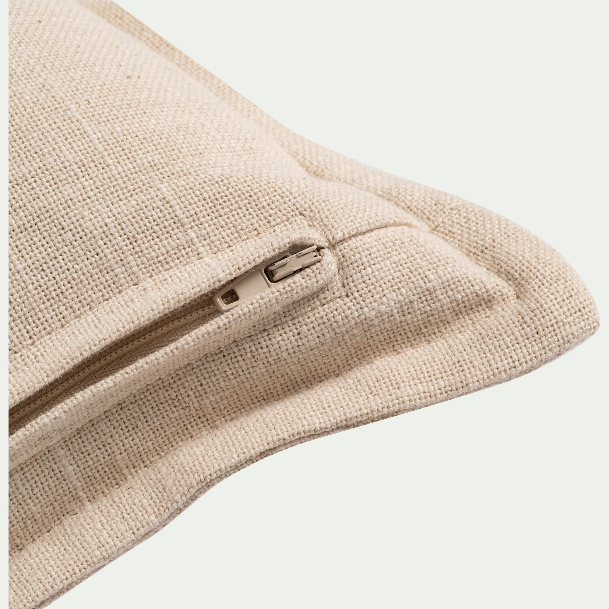SENNA - Coussin à motif brodé noir en coton 30x50cm - beige