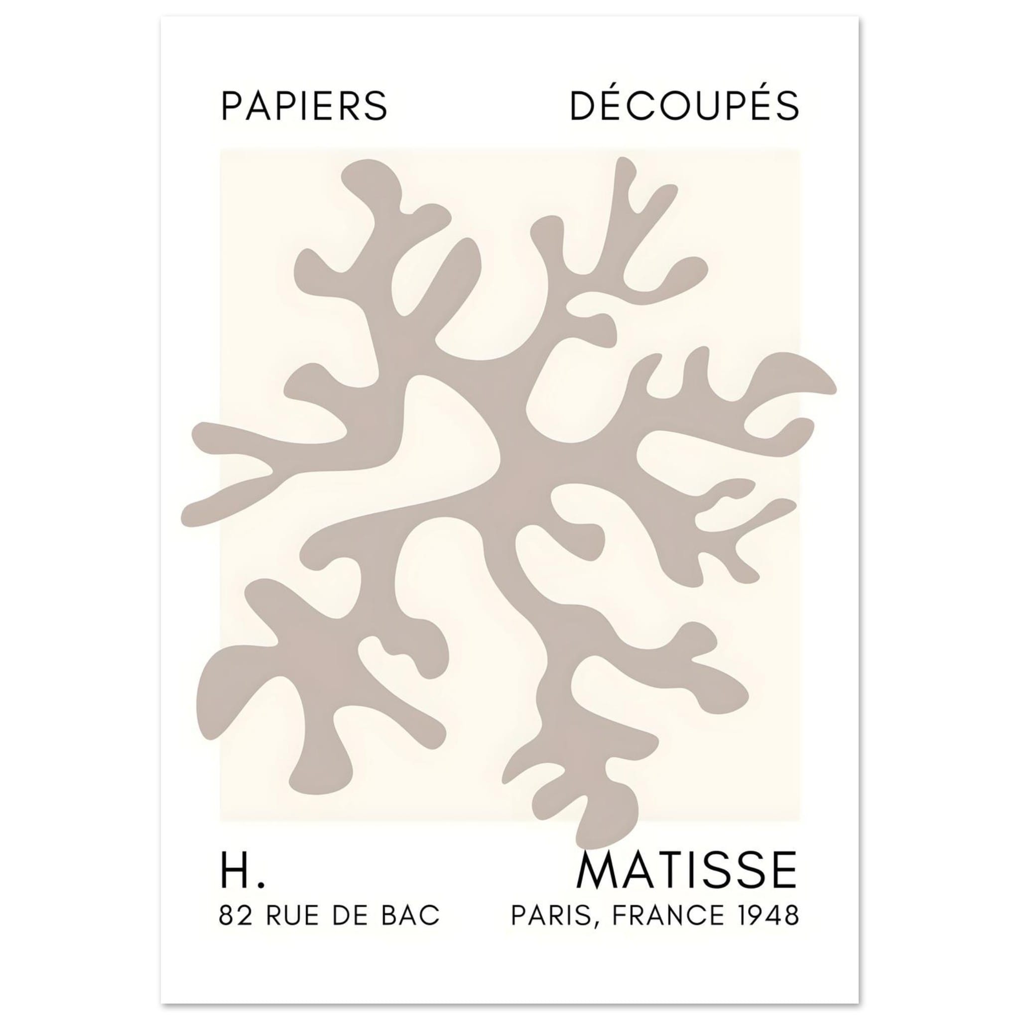 Artfulprints Poster Matisse – Dreamy coral flower grey  - A4 21x29.7 cm - Grijs