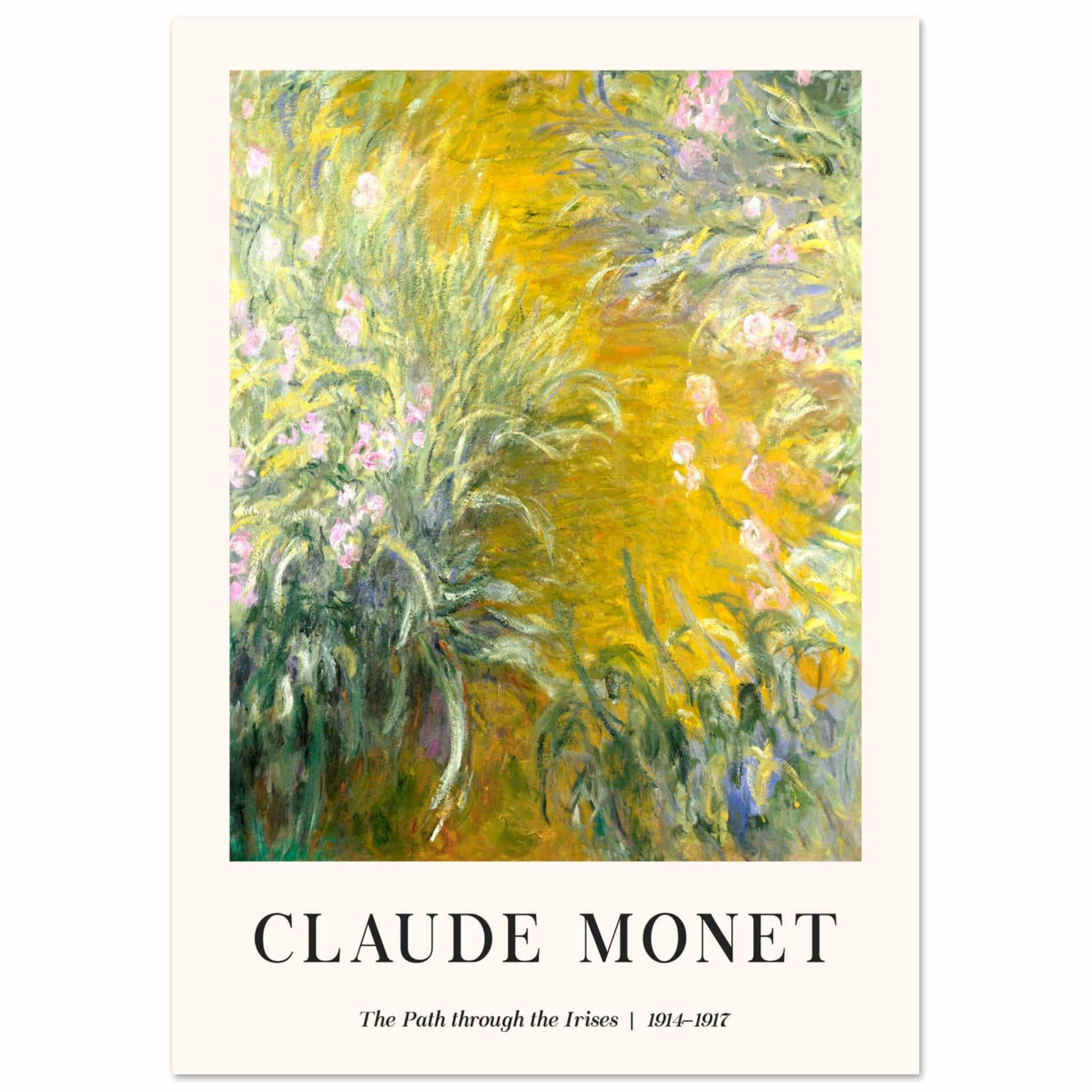 Artfulprints Poster Claude Monet - The path through the irisis  - A4 21x29.7 cm - Groen