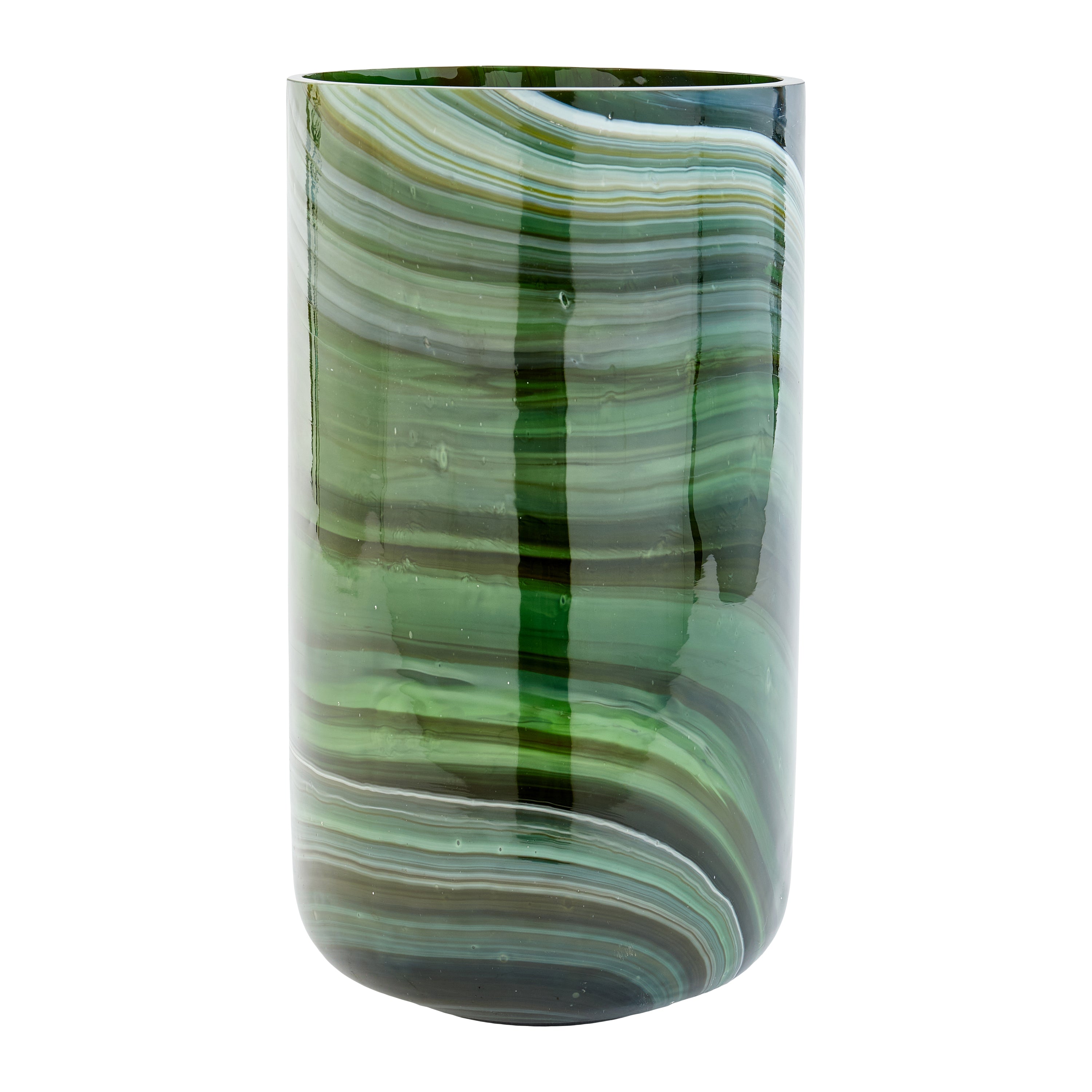 POLSPOTTEN Marbled Vaas Ø 23 cm - Dark Green