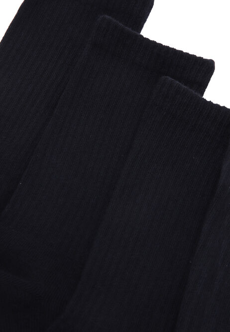 Womens 4pk Black Ribbed Sports Socks