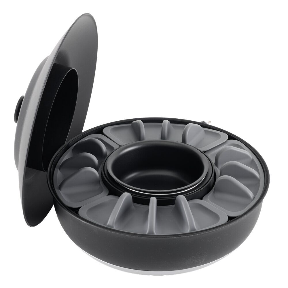 Service à tacos rond PP et aluminium L34X34XH18 cm noir