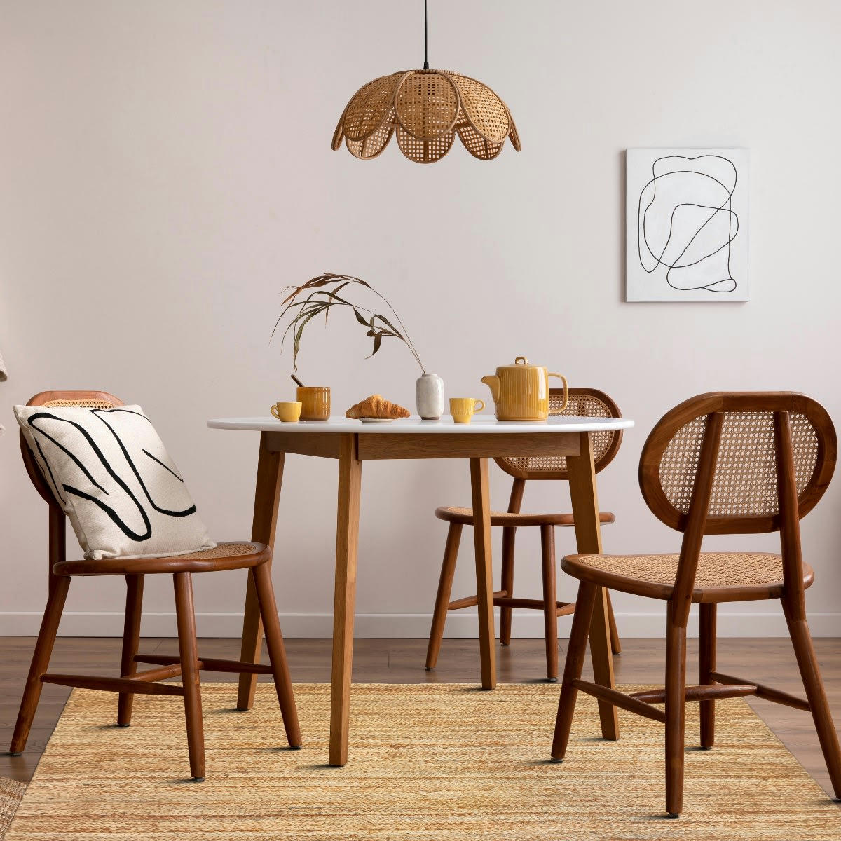 SUNNY - Tapis en jute tressé main, lignes naturel 120x170