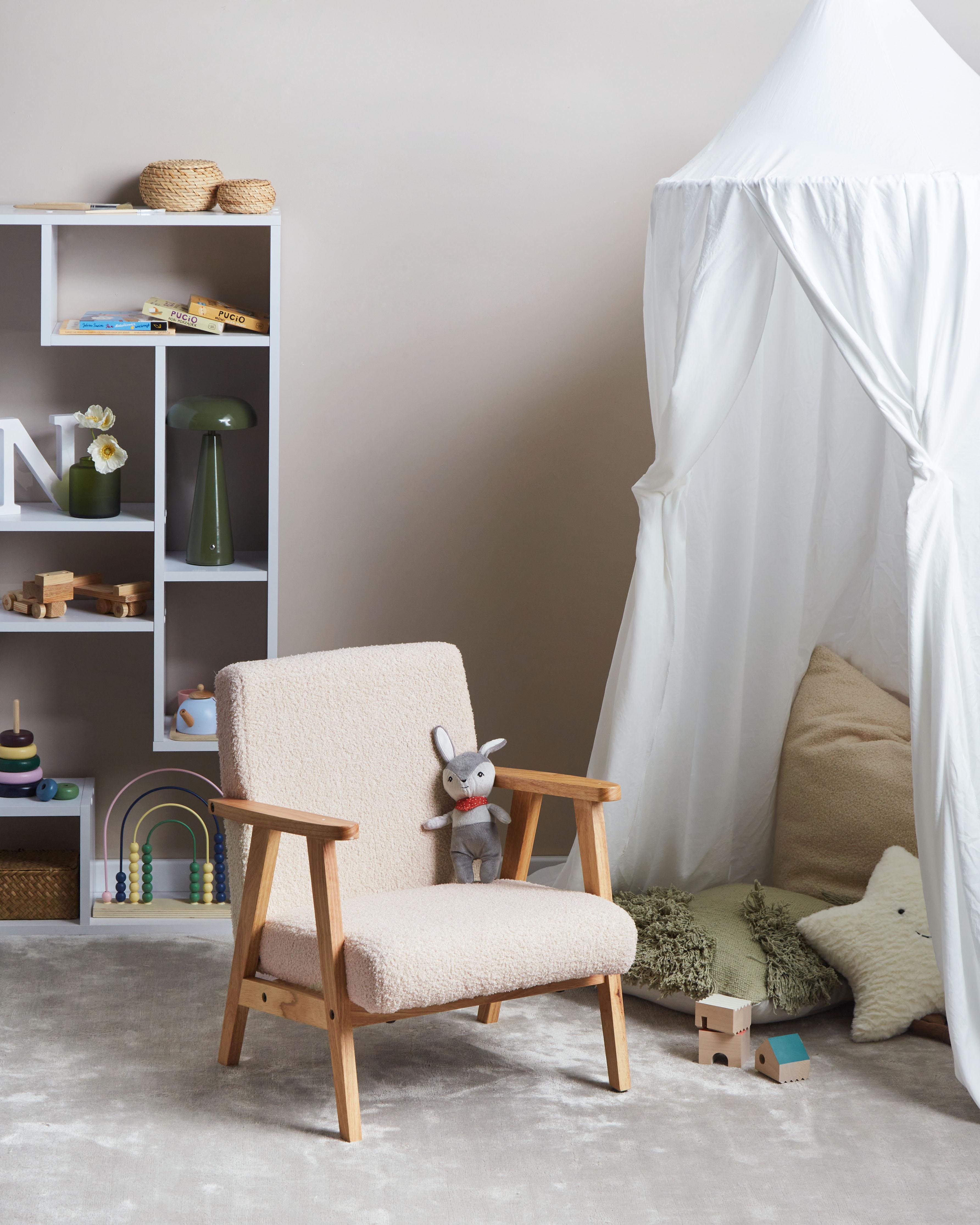 Kids Armchair LINDE Boucle Light Beige