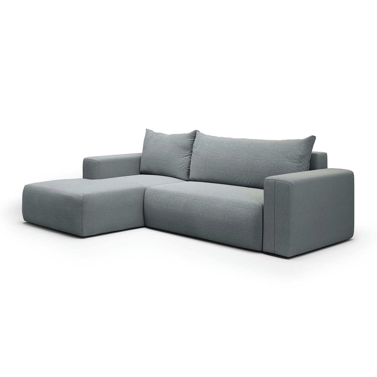 - Canapé d'angle convertible gauche 3 places coffre gris