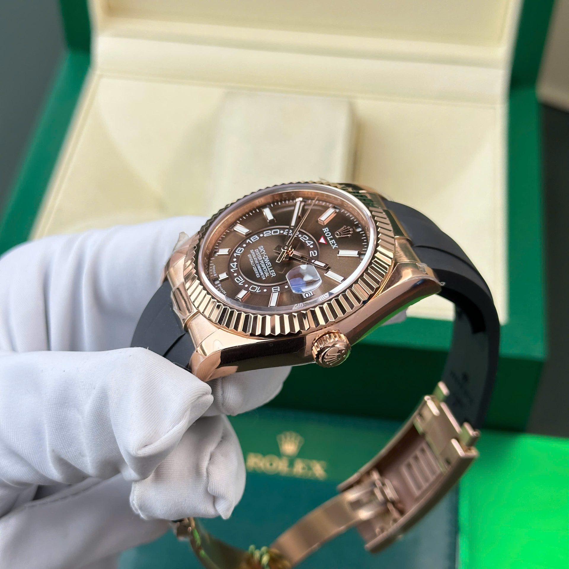 Rolex Sky-Dweller 336235 RG Plated Chocolate Dial 42mm Oysterflex Super Clone