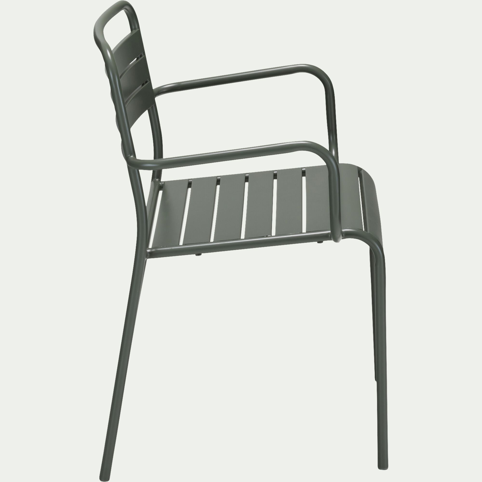 SOURIS - Chaise de jardin avec accoudoirs en acier - vert cèdre