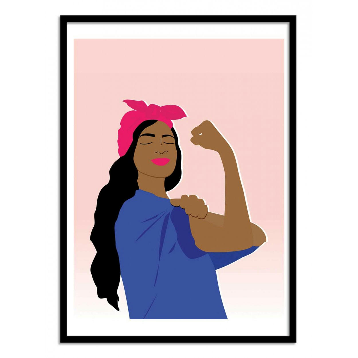 CÉLESTE WALLAERT - GIRL BOSS - Affiche d'art avec Cadre bois noir - 30 x 40 cm