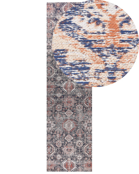 Dywan chodnik 80 x 300 cm niebieski z czerwonym