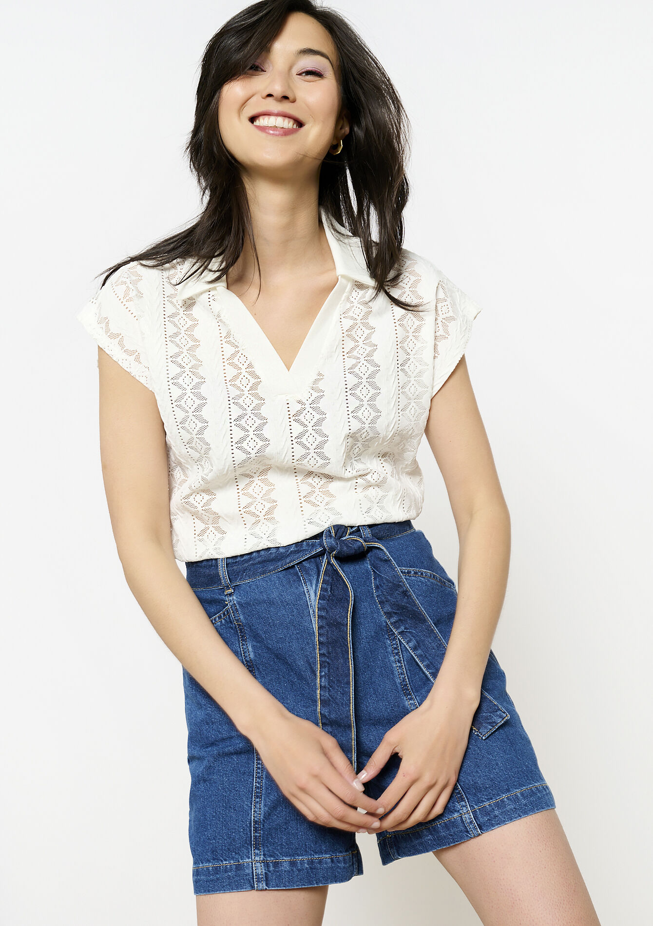 Paperbag denim short