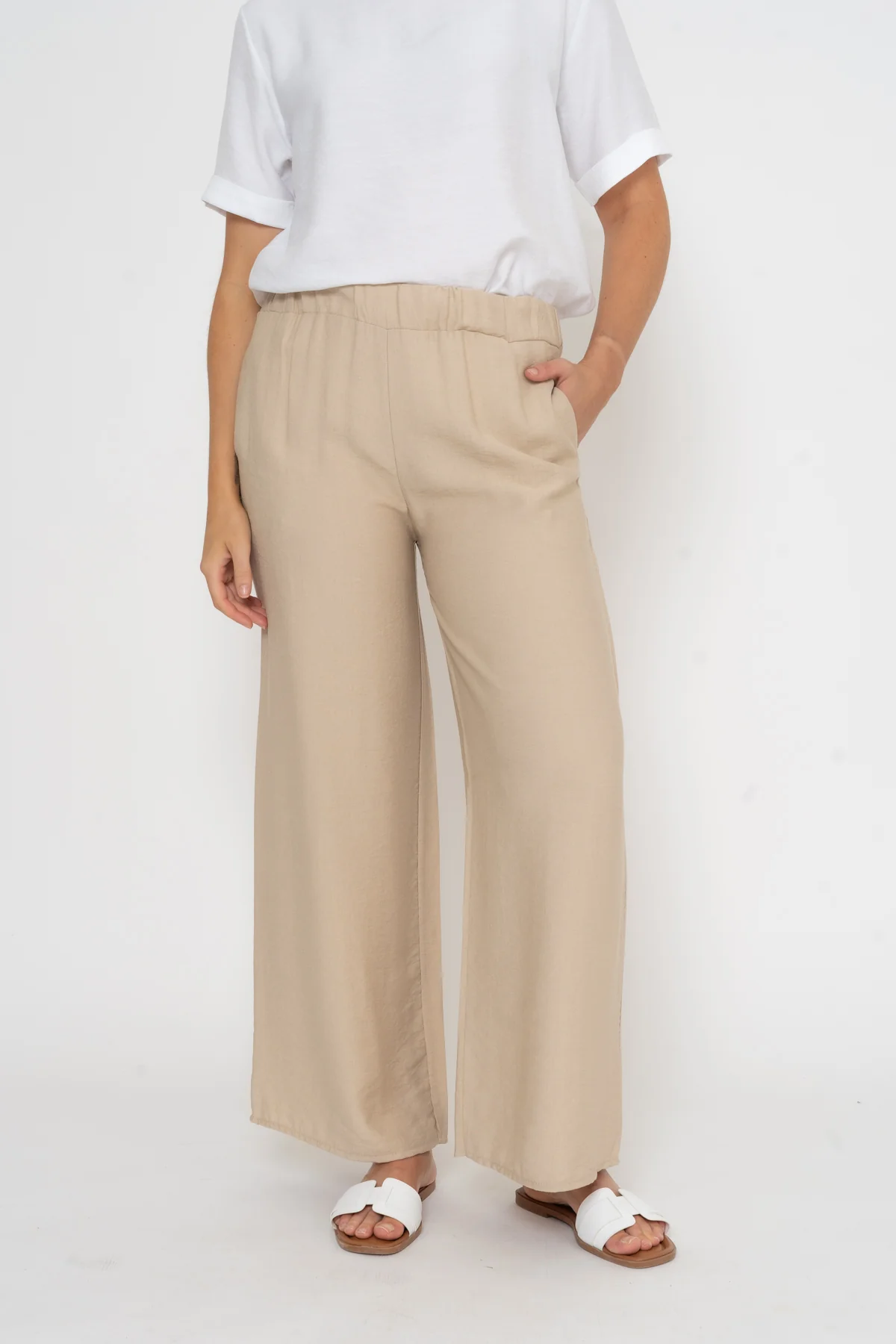 Casual Full Length Pant in Beige Tones