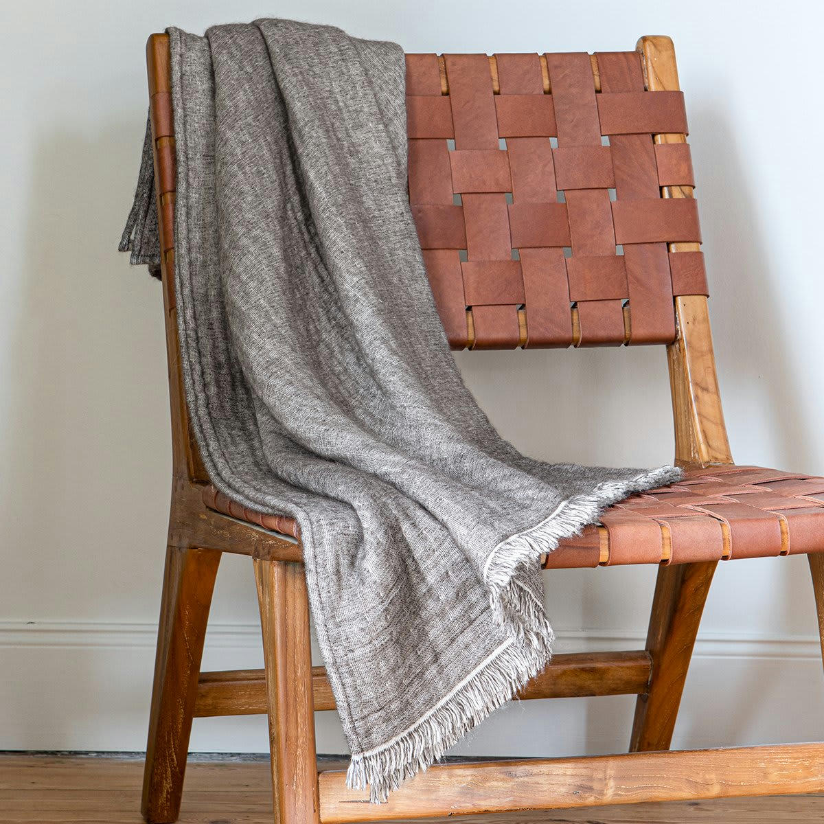 AMBIANCE - Plaid coton ambiance brun 140x170 cm