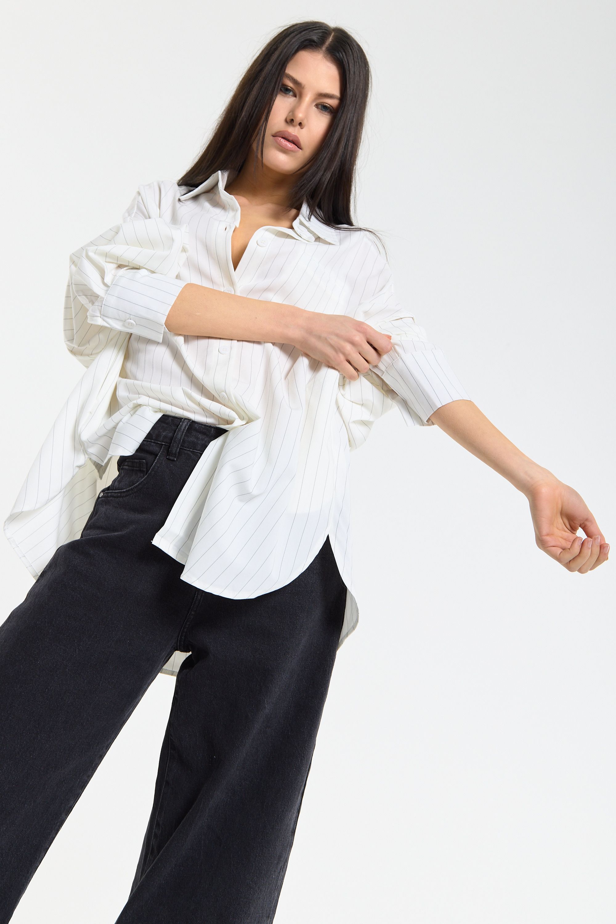 House of Holland Relaxed Pinstripe Oversized Shirt