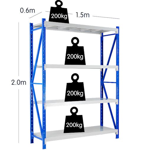 NNEDPE 1 Bay Garage Storage Steel Rack Shelving 1.5m 800kg