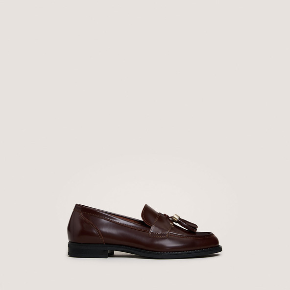 Mocassins à pampillesen cuir glacé marron | NELLOU